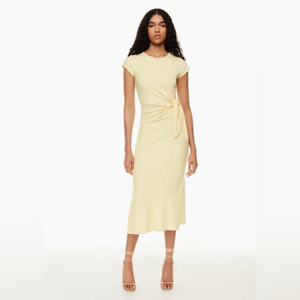 Wilfred Soft Yellow Midi Dress with Side Knot